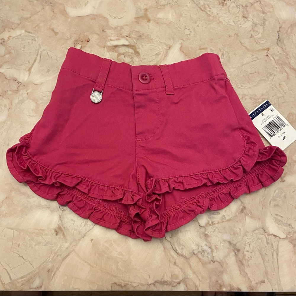 NWT Ralph Lauren Girls Pink Shorts Size 3 Months
